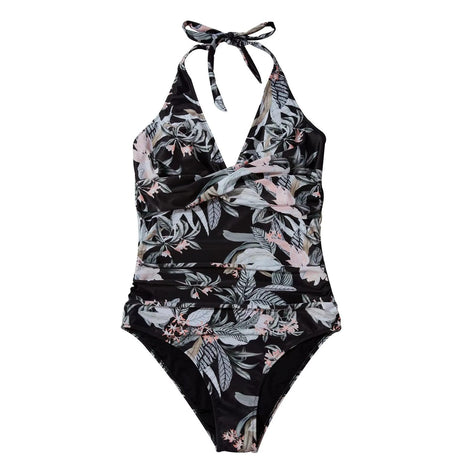 Elmarella Damen Badeanzug mit Halterneck und Taillendetails