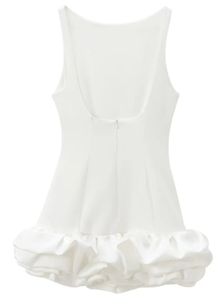 Serelia Damen Minikleid mit Volants und Offenem Rücken
