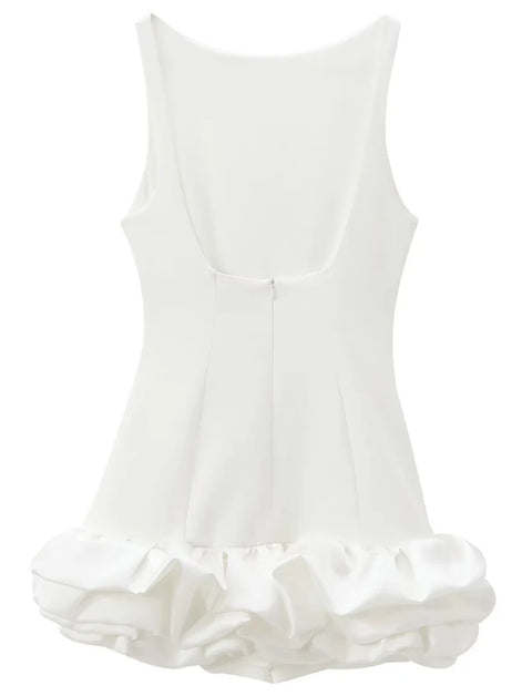 Serelia Damen Minikleid mit Volants und Offenem Rücken