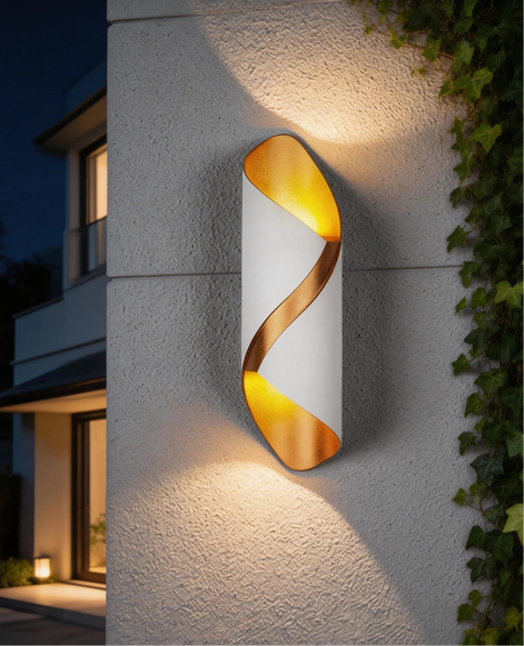 Arvion LED Wandleuchte Spiraldesign 6W Warmweiß Innen und Außen