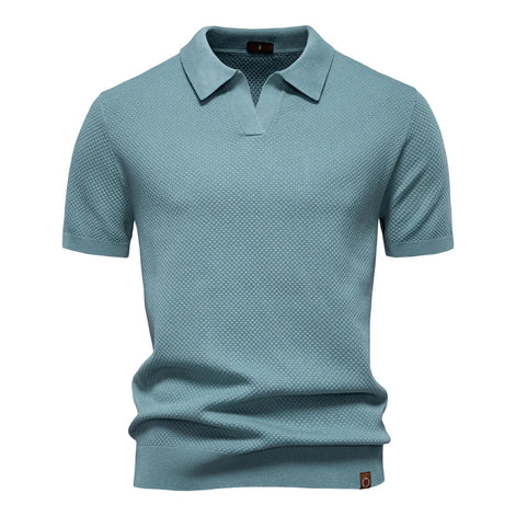 Calviro Polo Herren kurzarm Polyester Viskose Kragen mit Knopfleiste einfarbig
