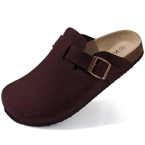 Marivelle Unisex Clogs aus Veloursleder mit Korkfußbett