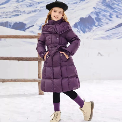 Mädchen Wintermantel mit Kapuze und Reißverschluss Elvarosa