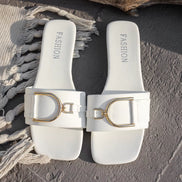 Flache Damen-Slipper mit eckiger Zehenpartie – Solevia