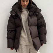 Damen Winterjacke mit abnehmbarer Kapuze und Stehkragen – Norvella