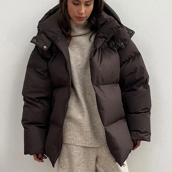 Damen Winterjacke mit abnehmbarer Kapuze und Stehkragen – Norvella