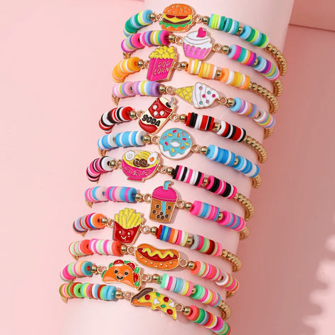Lunira Armbänder-Set – Elastische Perlenarmbänder mit Anhängern (12-teilig)