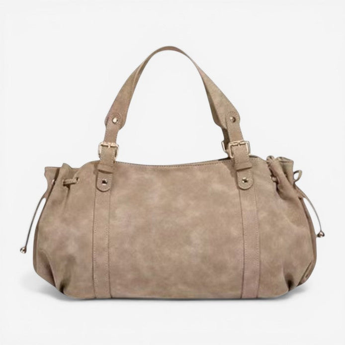 Schultertasche aus Wildleder mit verstellbarem Gurt und Reißverschluss