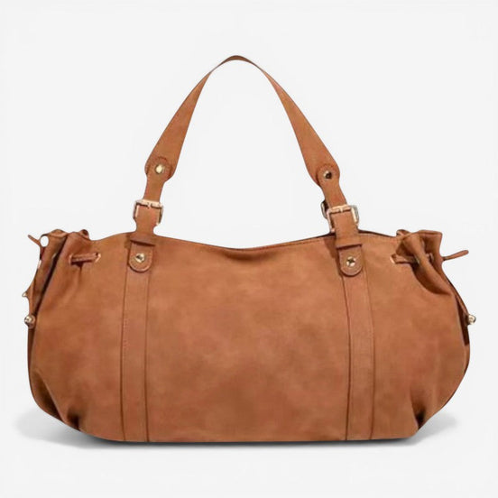 Schultertasche aus Wildleder mit verstellbarem Gurt und Reißverschluss