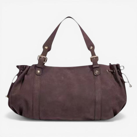 Schultertasche aus Wildleder mit verstellbarem Gurt und Reißverschluss