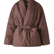 Damen Winterjacke mit Taillengürtel und Taschen Velmaria