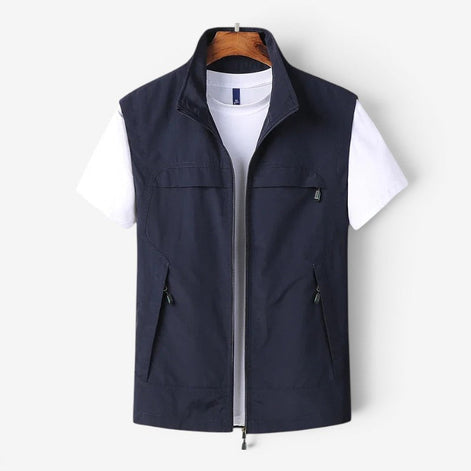 Varex Herren Utility Weste mit Stehkragen und Reißverschluss