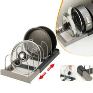 FlexStore Topf- und Pfannenhalter – Ausziehbar mit 6 Trennern und Deckelhalter