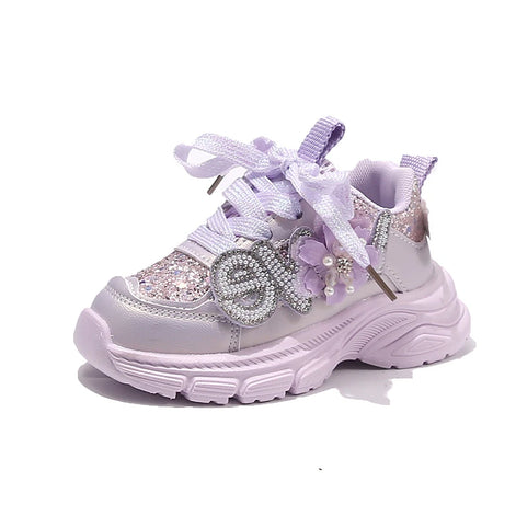 Butterina Mädchen Sneakers mit Schnürverschluss und Pailletten