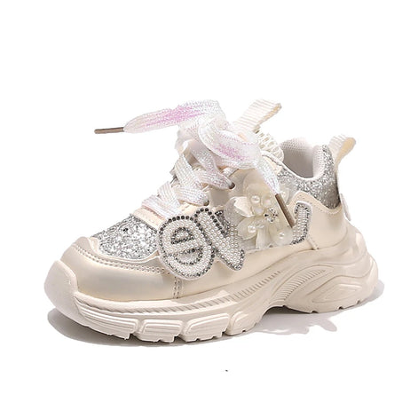 Butterina Mädchen Sneakers mit Schnürverschluss und Pailletten