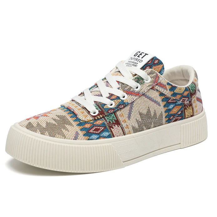 Aurevix Herren Canvas Sneaker mit Schnürung und rutschfester Gummisohle