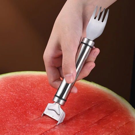 Melviro Edelstahl Wassermelonenschneider mit Gabel