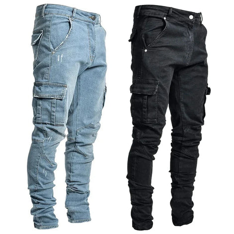 Herren Cargo Jeans mit Seitentaschen und Slim Fit – Denimvaro