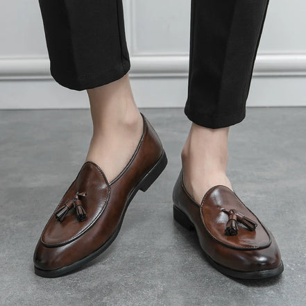 Marvello Herren Lackleder Loafer mit Quaste