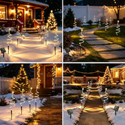 Solar LED Weihnachtsbaum Gartenbeleuchtung im Spiraldesign, 4er-Set mit 8 Lichtmodi – Spiralora