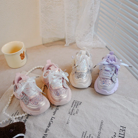 Butterina Mädchen Sneakers mit Schnürverschluss und Pailletten