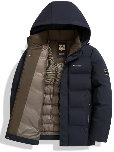 Herren Winterjacke mit abnehmbarer Kapuze und Reißverschluss Norvellan