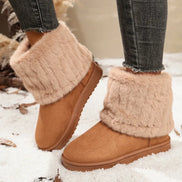 Damen Winterstiefeletten aus Wildleder mit Plüschfutter und Rippbund – Suvelina