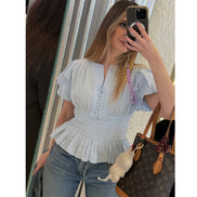 Liora Damen Bluse mit Volantärmeln
