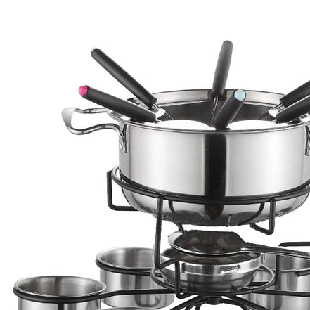 Culvion Fondue-Set – Edelstahl-Schmelztopf mit Teelichtbetrieb