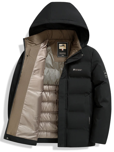 Herren Winterjacke mit abnehmbarer Kapuze und Reißverschluss Norvellan