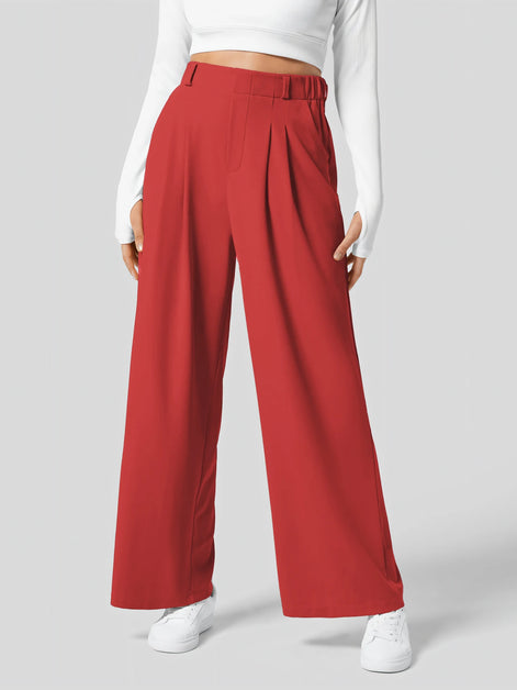Velmoria Damen Karohose mit weitem Bein und hoher Taille