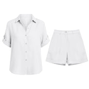 Marivelle Damen Zweiteiler mit Bluse und Shorts aus Baumwollmischung