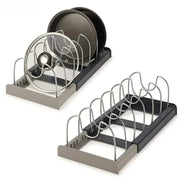 FlexStore Topf- und Pfannenhalter – Ausziehbar mit 6 Trennern und Deckelhalter