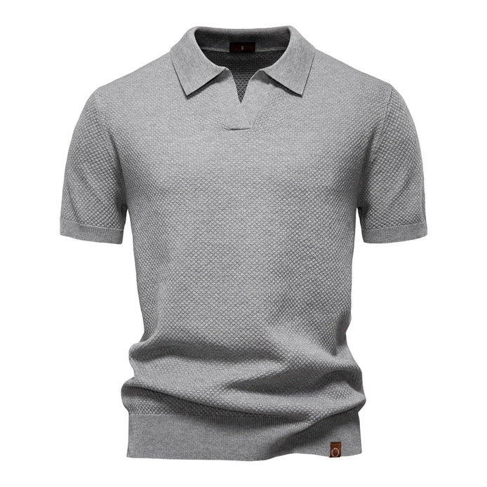 Calviro Polo Herren kurzarm Polyester Viskose Kragen mit Knopfleiste einfarbig
