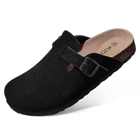 Marivelle Unisex Clogs aus Veloursleder mit Korkfußbett