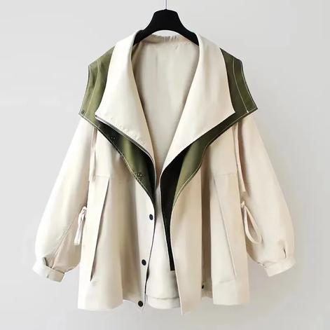 Calviro Trenchcoat mit Kapuze und Knopfverschluss in langer Passform für Alltag und Freizeit
