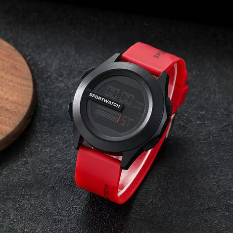 Digitale Armbanduhr mit LED-Display und Silikonarmband