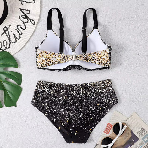 Velanique Damen Bikini Set mit Print und hoher Taille