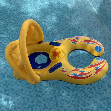 Aufblasbarer Baby Schwimmring mit Sonnendach – AquaNest