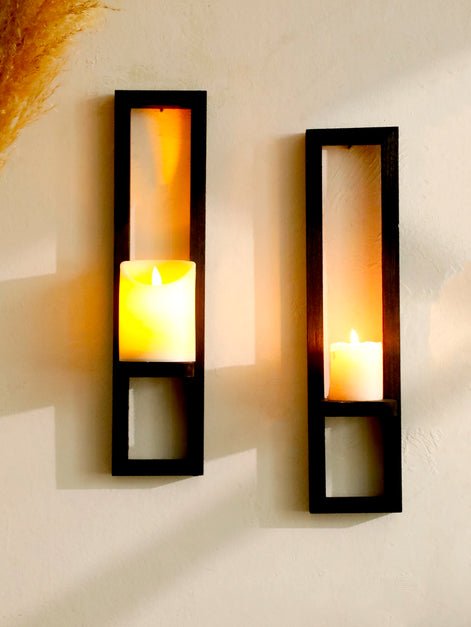 Velvara Wandkerzenhalter aus Holz mit Ablagefläche