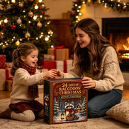 Waschbär Adventskalender aus Acryl mit weihnachtlichen 2D-Motiven – Raconiva