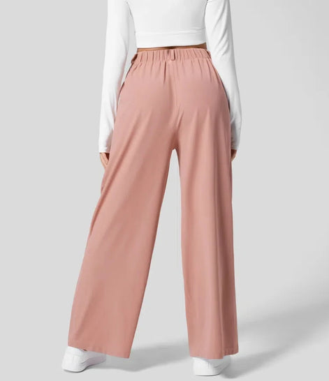 Velmoria Damen Karohose mit weitem Bein und hoher Taille