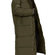 Lange Damen Steppjacke mit Kapuze und Reißverschluss – Velmira