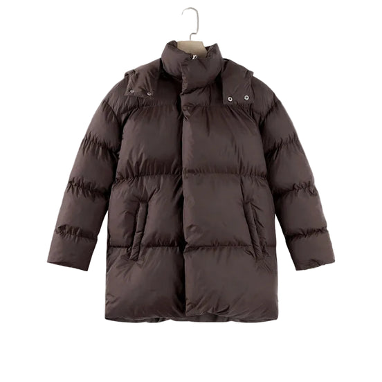 Damen Winterjacke mit abnehmbarer Kapuze und Stehkragen – Norvella