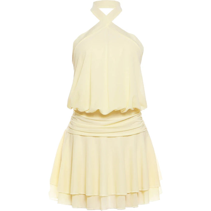 Aurélia Damen Minikleid mit Halterneck und Raffdetails