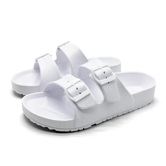 Norvella Unisex Slides mit Schnalle und flachem Design