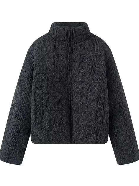 Damen Winterjacke mit Strickkragen und wattierter Füllung – Alvessa