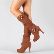 Avelina Damen Kniehohe Stiefel mit spitzer Form und hohem Absatz