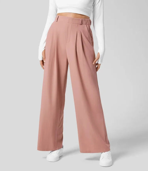 Velmoria Damen Karohose mit weitem Bein und hoher Taille