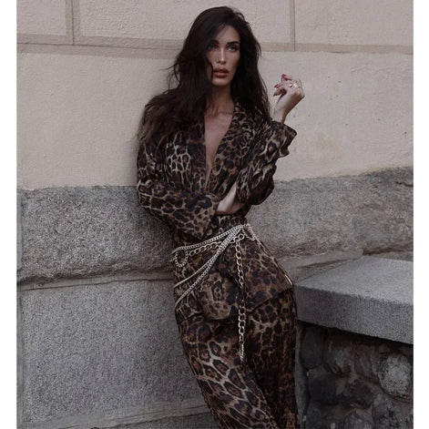 Damen Hosenanzug mit Leopardenmuster und Blazer Savélia